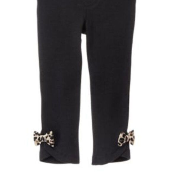 GYMBOREE Black Jeggings with Leopard Print Bows - Picture 4 of 4
